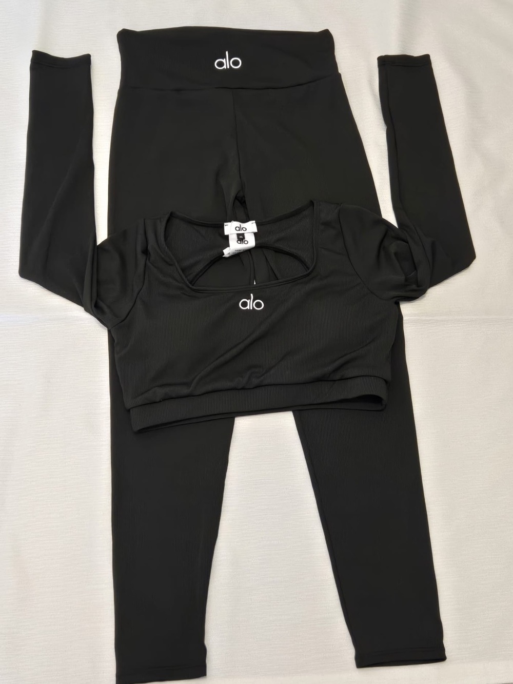 Yoga Women’S Black Leggings and Crop Top Set